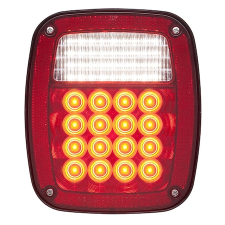 Optronics 52-Led Stud Mount Combination Stop/Turn/Tail/Backup Light With Reflex Lens And License STL60RLB